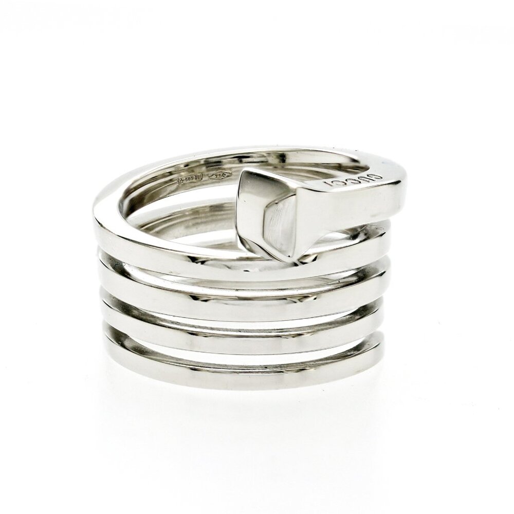Authentic Gucci 18k White Gold Chiodo Spiral Nail Ring Size 6.5